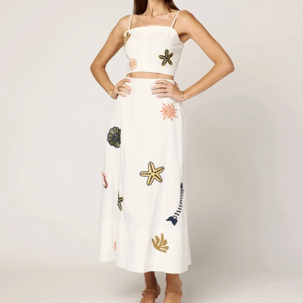Cleobella Eden Ankle Skirt in Ivory Multi